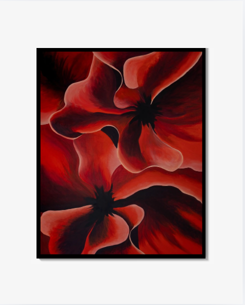 Flower red and burgundy Print