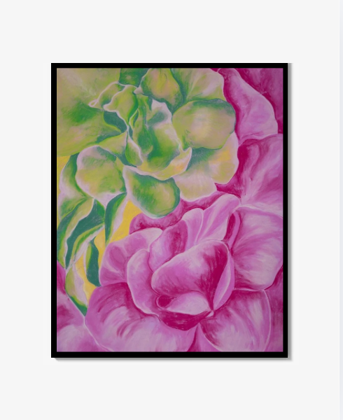 Flower green and orange Print