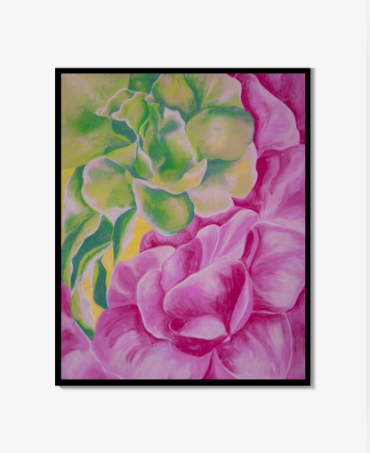 Flower green and orange Print