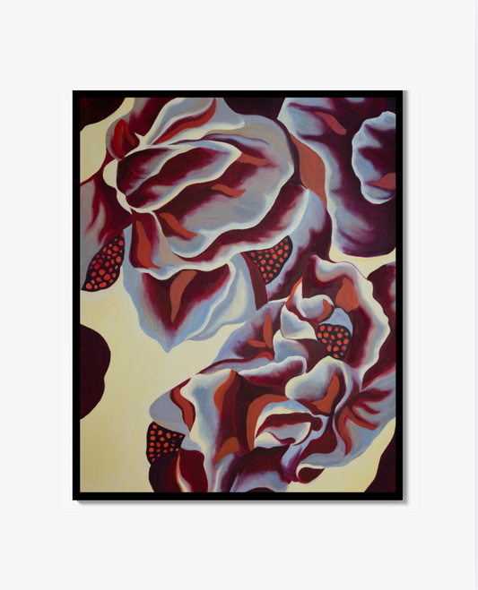 Flower orange yellow and burgundy Print