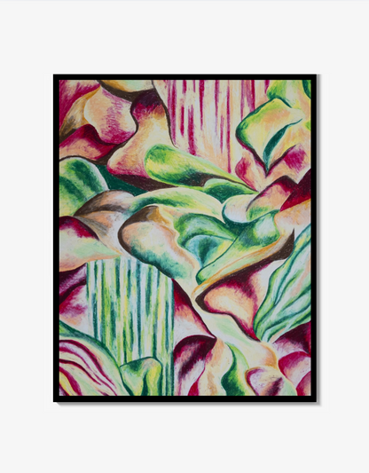 Seaweed green pink and yellow Print