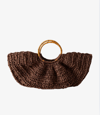 Handmade Raffia Beach Bag with Bamboo Handles | Summer Boho Tote