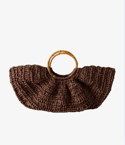 Handmade Raffia Beach Bag with Bamboo Handles | Summer Boho Tote