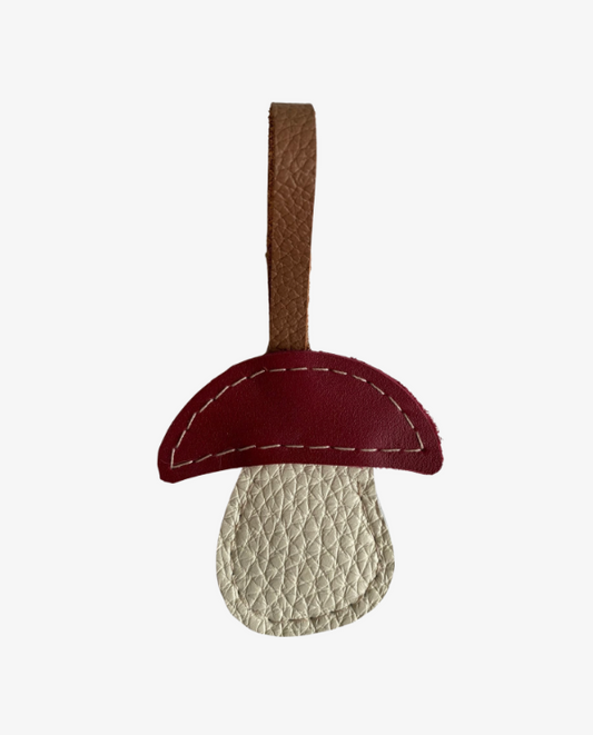 Key ring, bag charm mushroom in italian leather