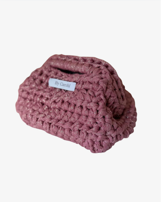 Hæklet toilettaske - Glitter berry mauve