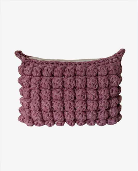 Hæklet boblet taske - glitter mauve