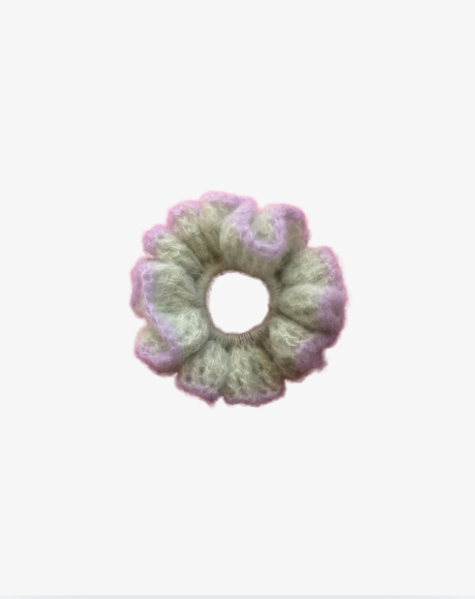 “Cloud” crochet hair scrunchie - pistage & lavender