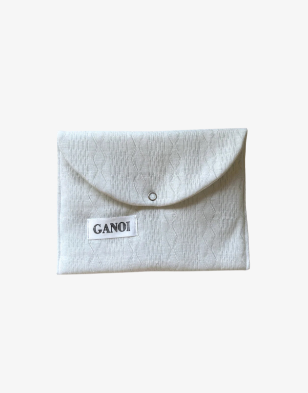 Patterned white pouch