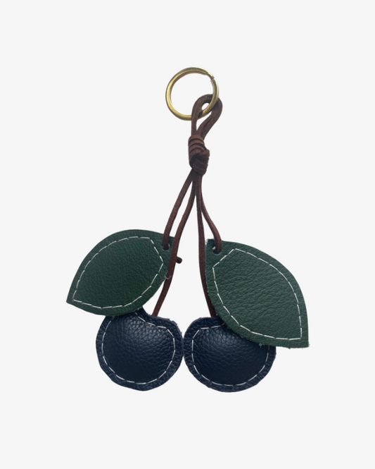 Key ring, bag charm cherry in italian leather