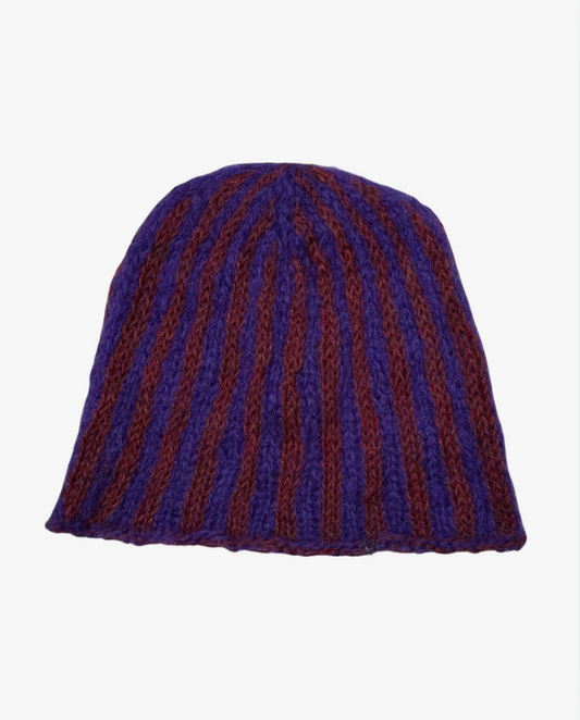 Vertical Stripe Beanie (purple/red)