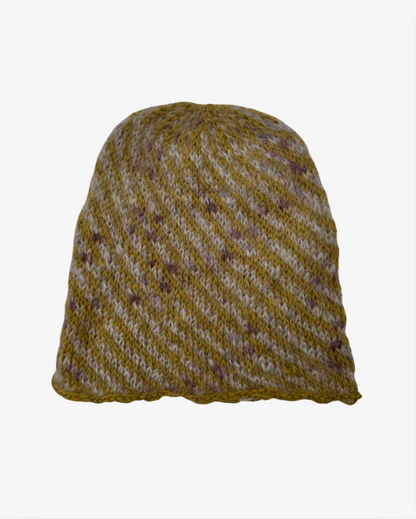 Slanted Lines Beanie (green/beige)