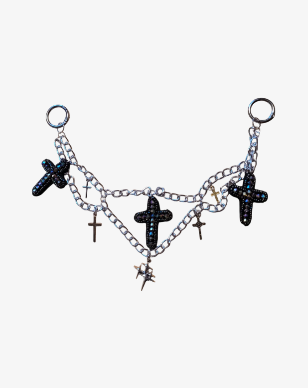 Bag chain, hand-beaded crosses