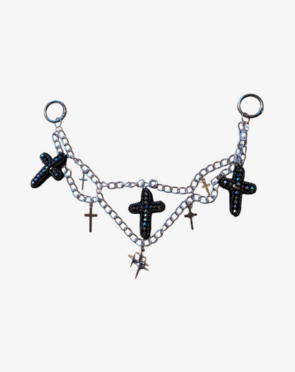 Bag chain, hand-beaded crosses