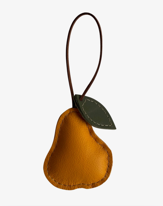 Key ring, bag charm pear in italian leather