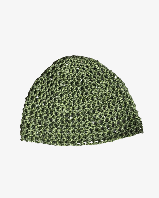 Glitter mesh beanie - Olive