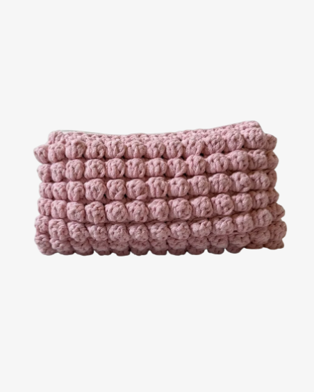 Hæklet boblet toilettaske, Rosa - Stor