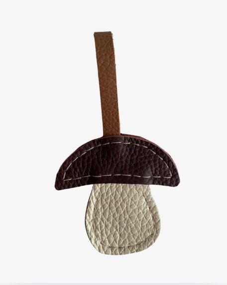 Key ring, bag charm mushroom in italian leather
