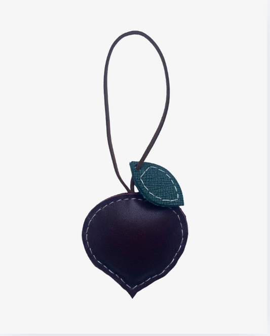 Key ring, bag charm beetroot in italian leather