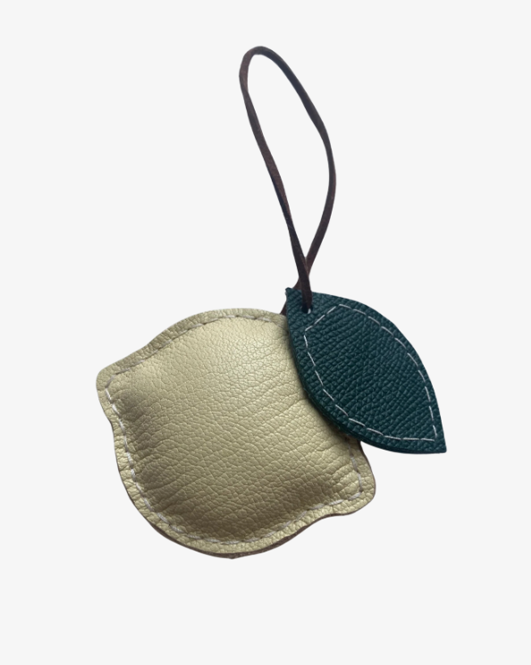 Key ring, bag charm lemon in italian leather