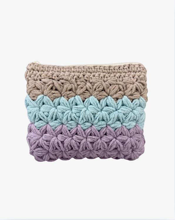 Crochet Jasmine makeup bag - FLAT medium size