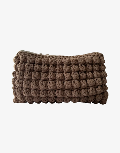 Hæklet beige boblet toilettaske, peach beige - stor størrelse