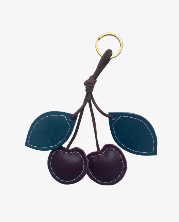 Key ring, bag charm fig in italian leather
