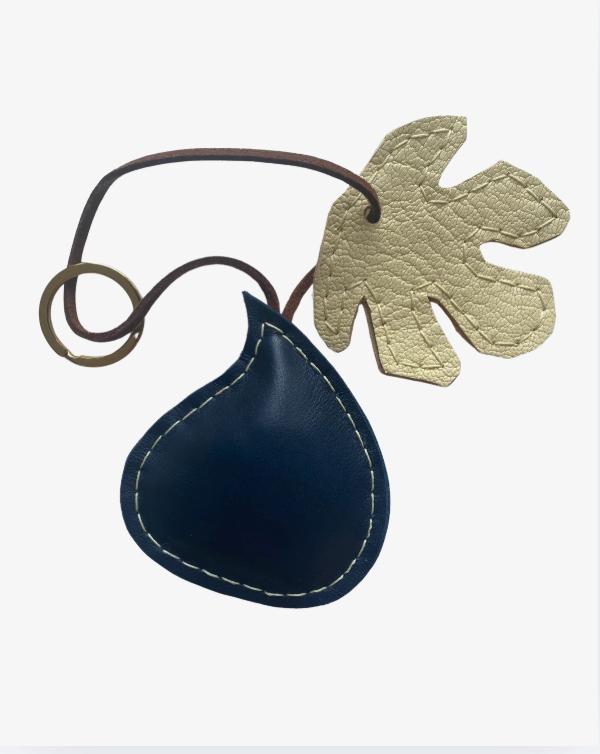 Key ring, bag charm fig in italian leather