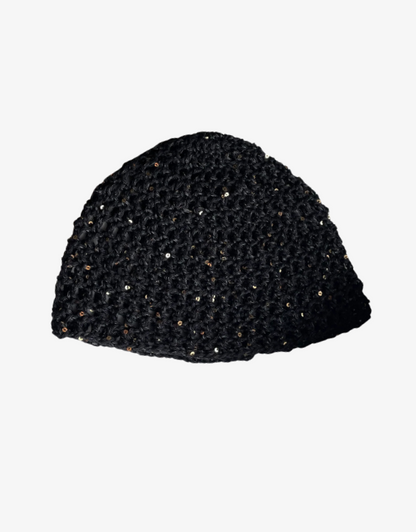 Glitter mesh beanie - Black