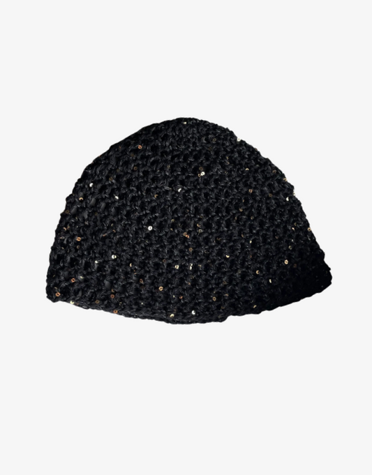 Glitter mesh beanie - Black