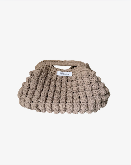 Hæklet clasp taske - beige bubbles