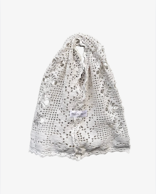 Mini Crochet Tote Bag - White