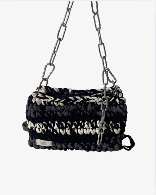 Black/White/Grey JOE crochet bag