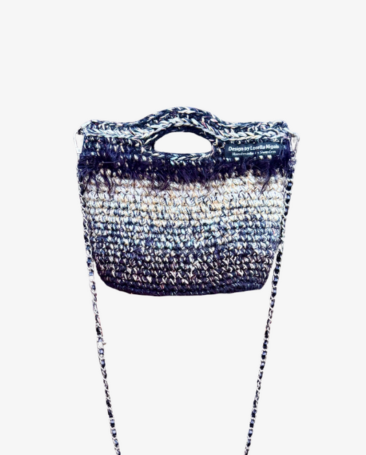Hand crocheted handbag Black/white