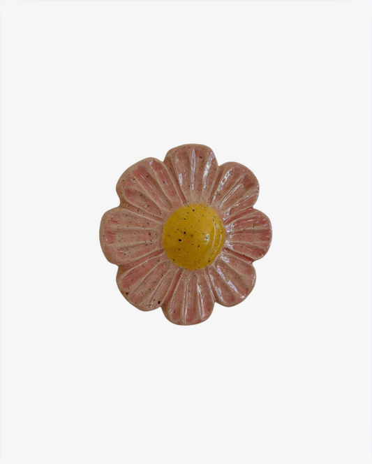 Ceramic Flower Wall Art – Pink Carved