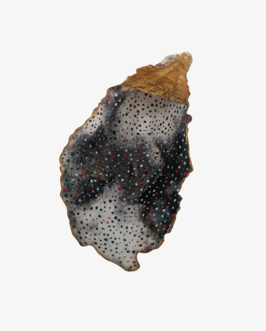 Hand-Painted Oyster Shell – Midnight Dot