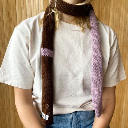 Skinny roll scarf BROWN LILAC