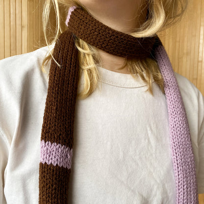 Skinny roll scarf BROWN LILAC