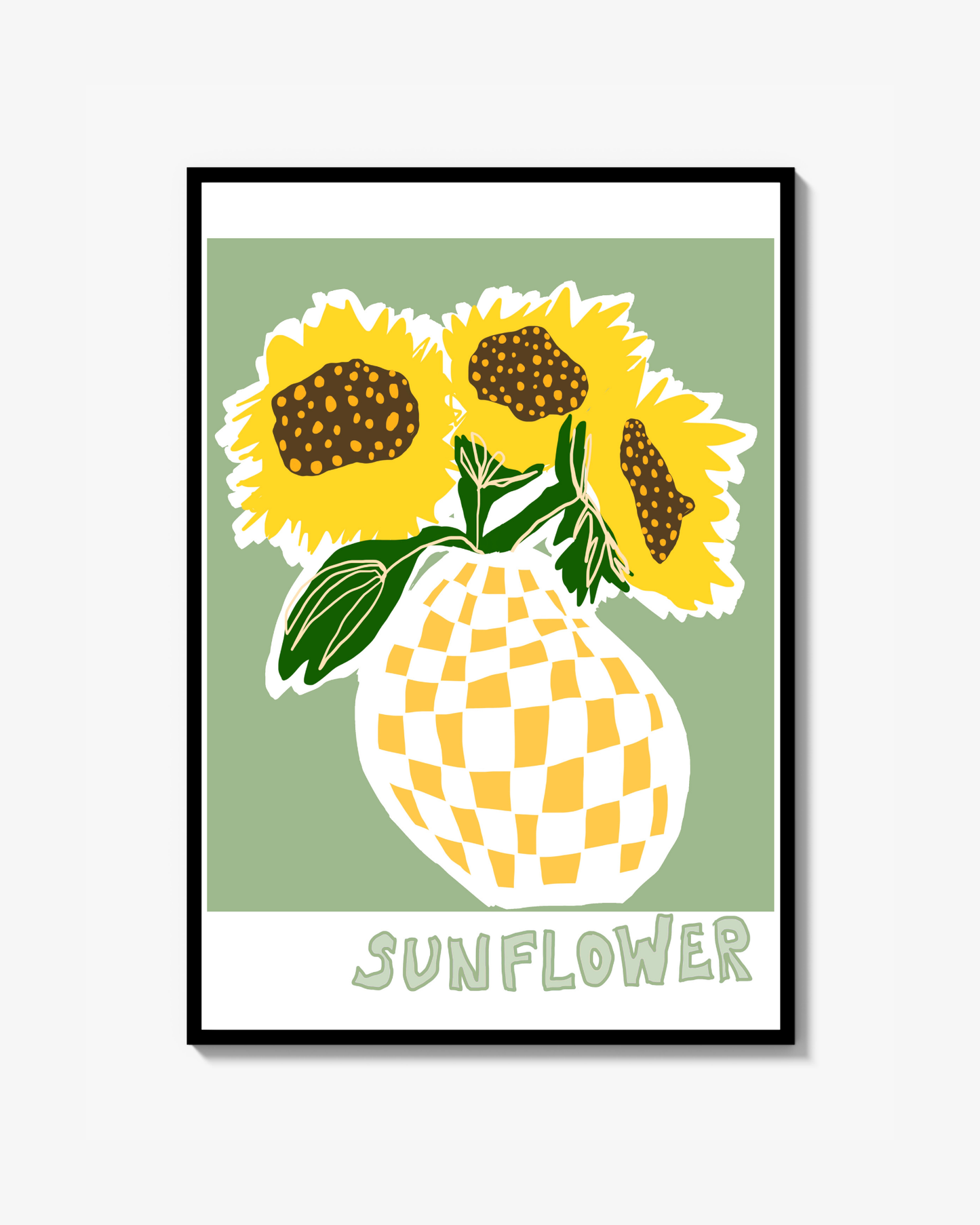 Solsikker i rutet vase Poster