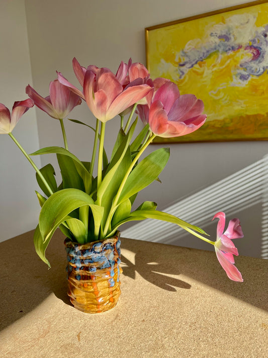 Curvy vase - Brown/Blue