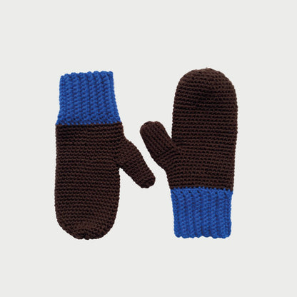 Wool mittens BROWN BLUE