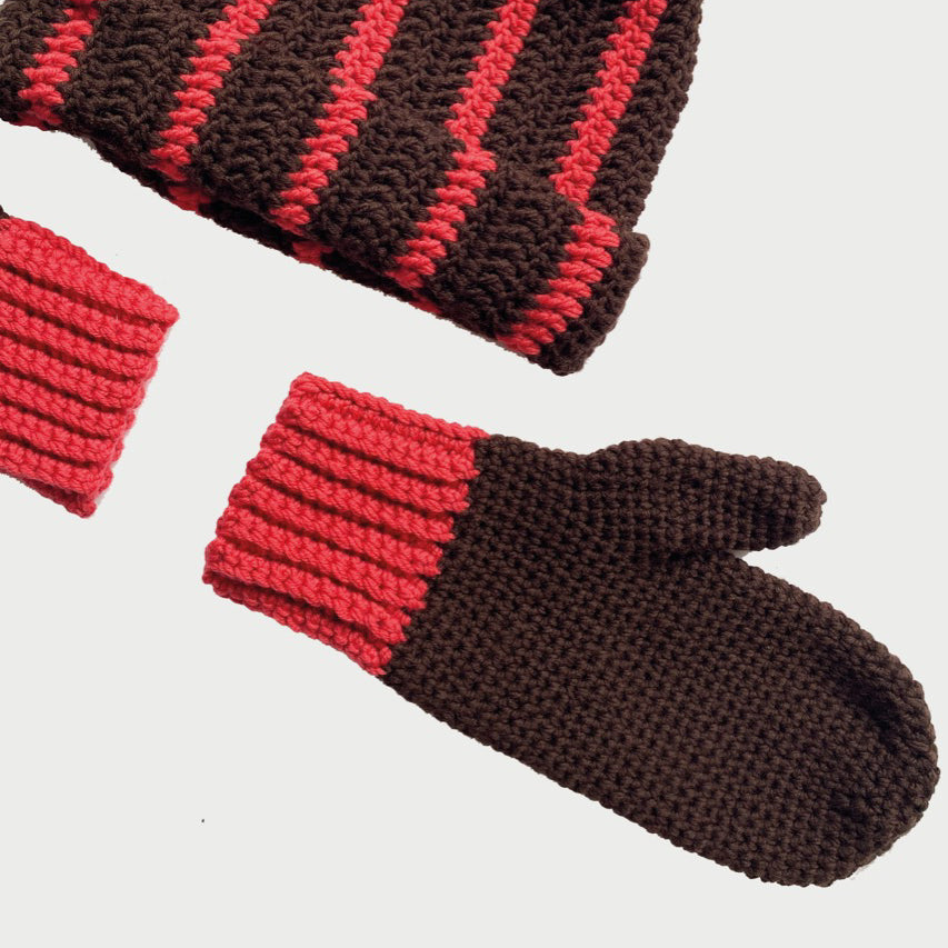 Wool mittens BROWN CORAL