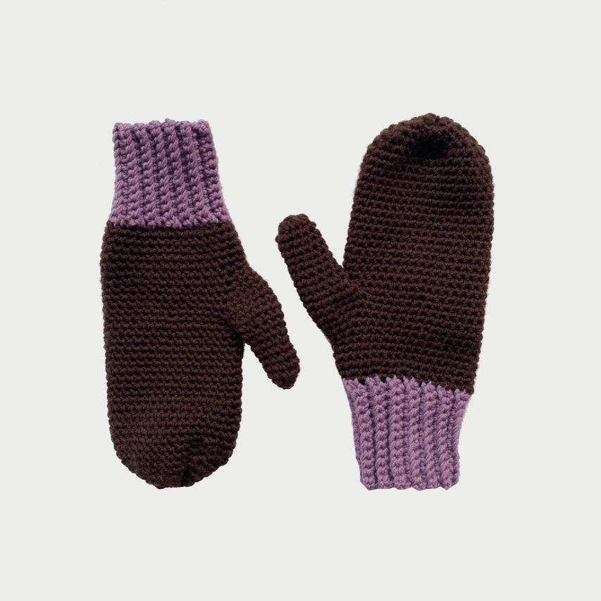 Wool mittens BROWN LILAC