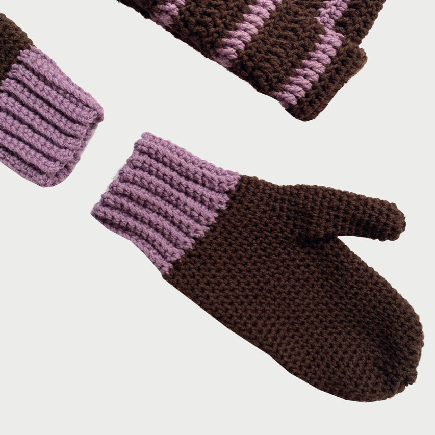 Wool mittens BROWN LILAC