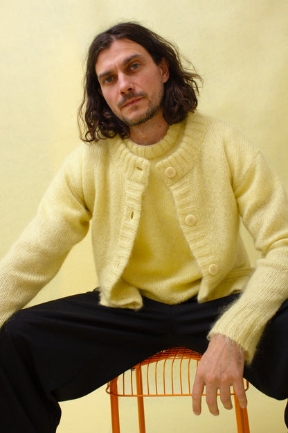 Yellow Brushed Mohair & Silk Cardigan