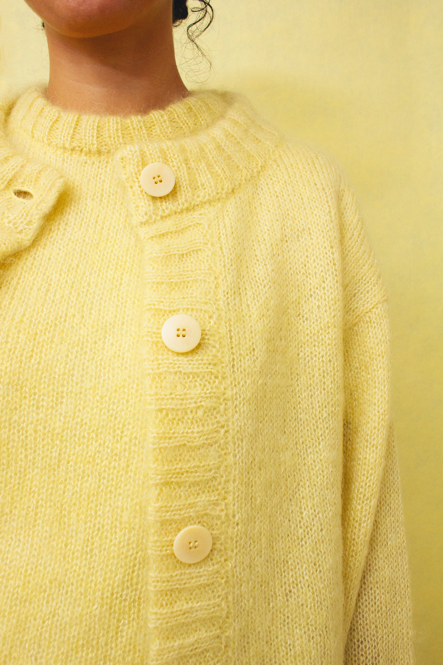 Yellow Brushed Mohair & Silk Cardigan