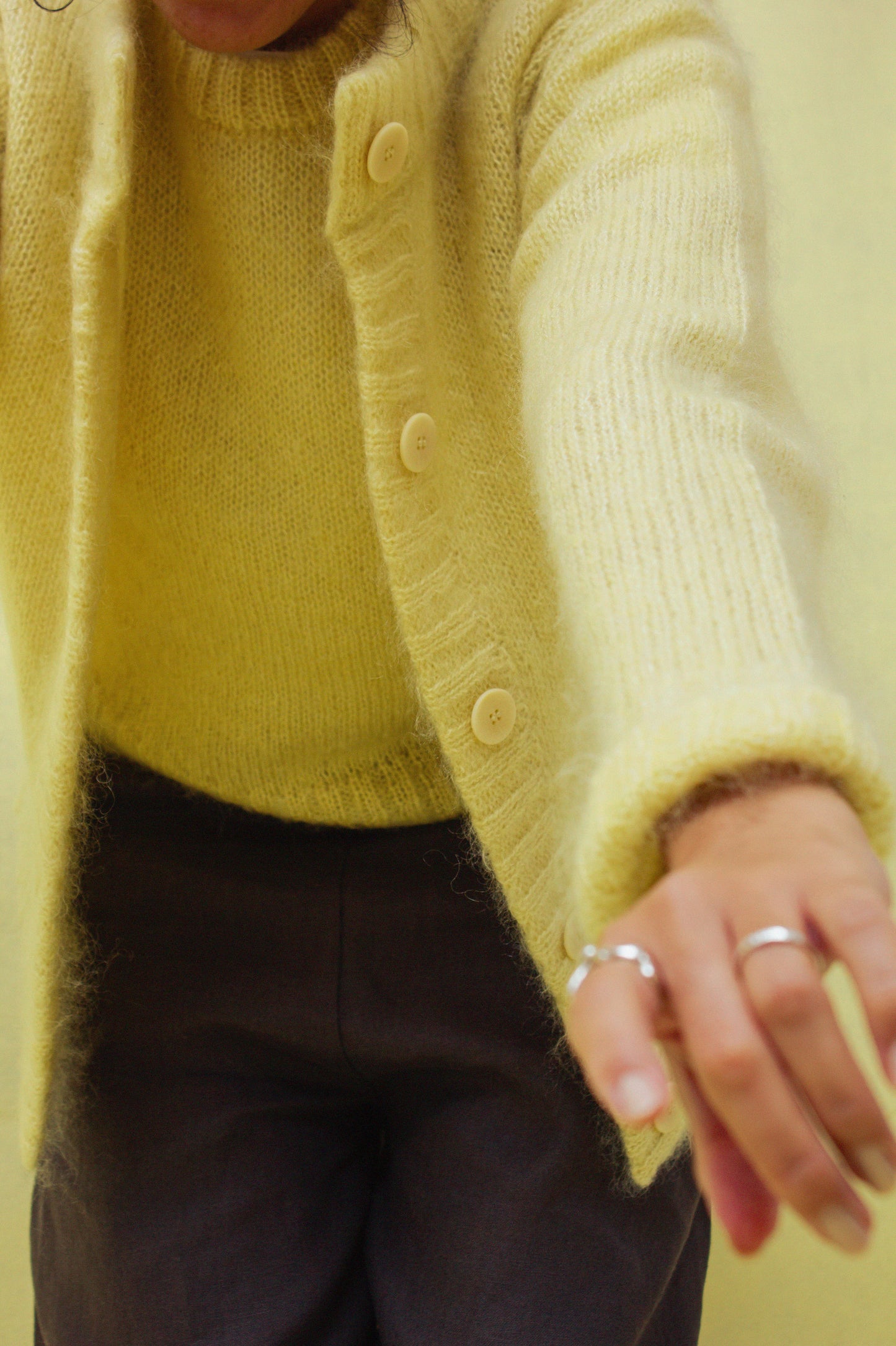 Yellow Brushed Mohair & Silk Cardigan