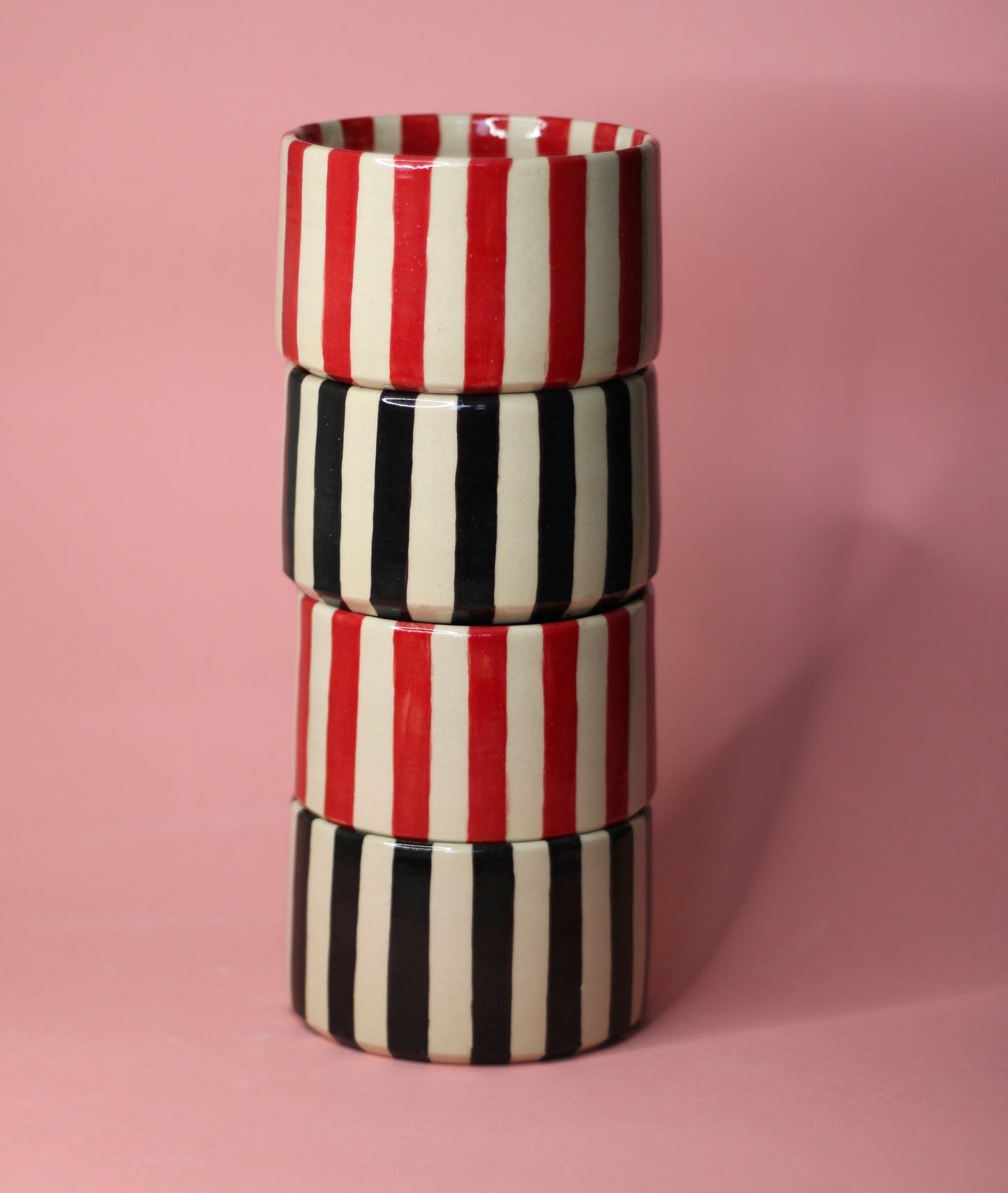 STRIPE CUPS - Red & Black