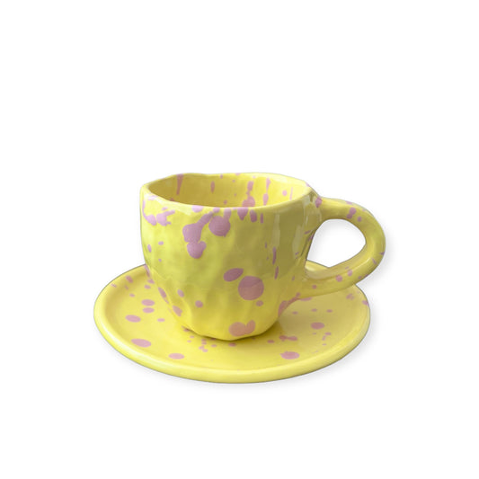 Cup & plate (SET) - Yellow & Pink