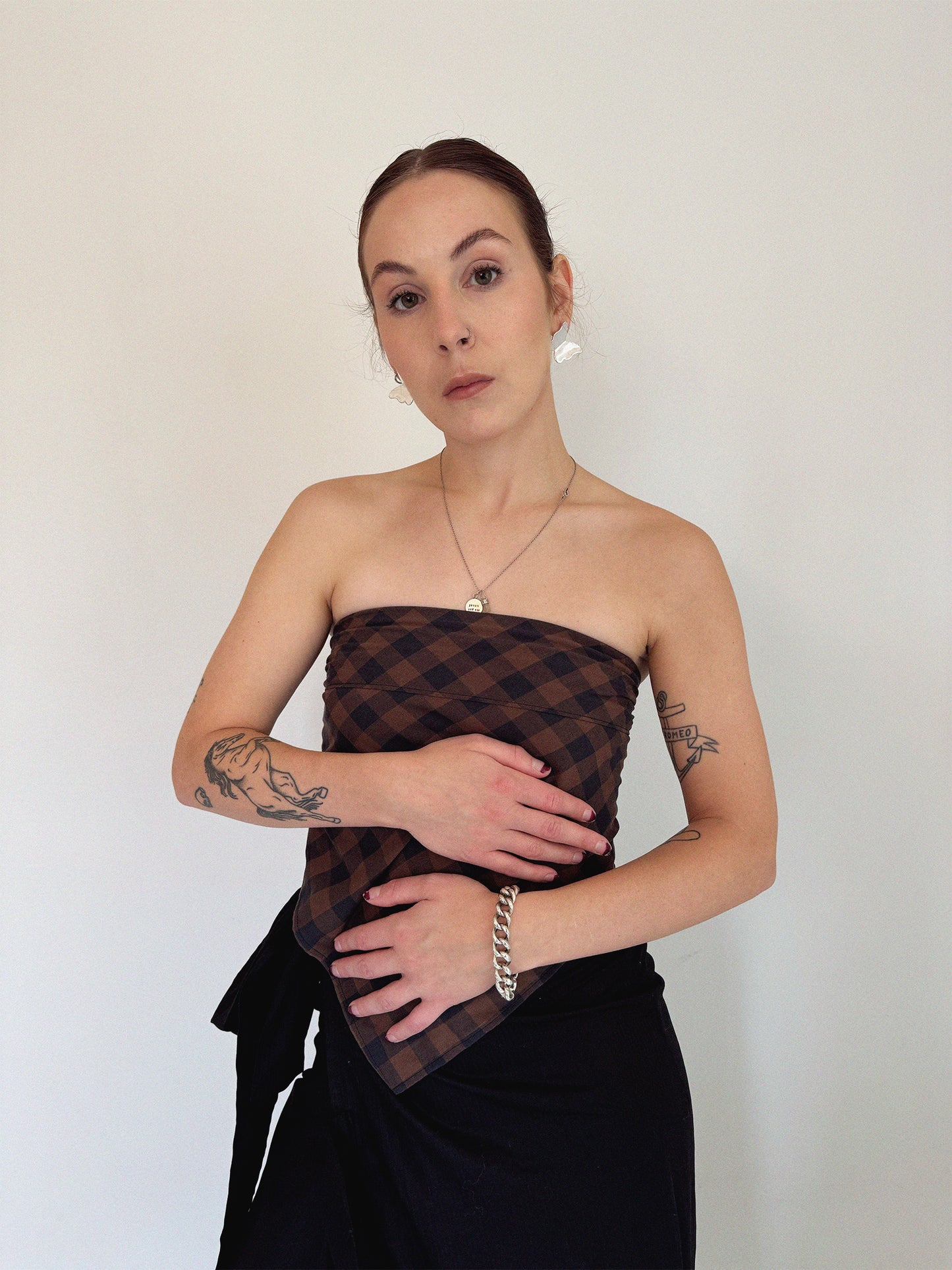 Tie top Brown checkered