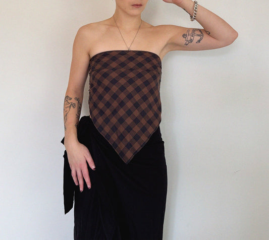 Tie top Brown checkered